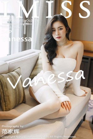 [IMISS爱蜜社]Vol.671_气质美女Vanessa私房半脱露白色蕾丝内衣配白丝吊袜诱惑写真54P