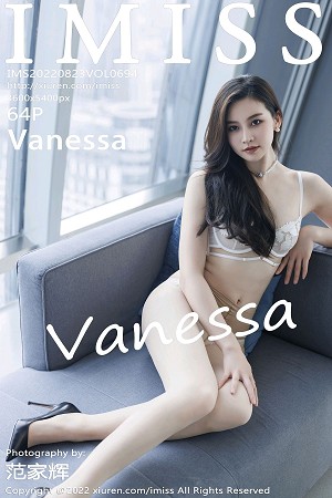 [IMISS爱蜜社]Vol.694_气质美女Vanessa淡橙色上衣配短裙半脱露蕾丝内衣诱惑写真64P