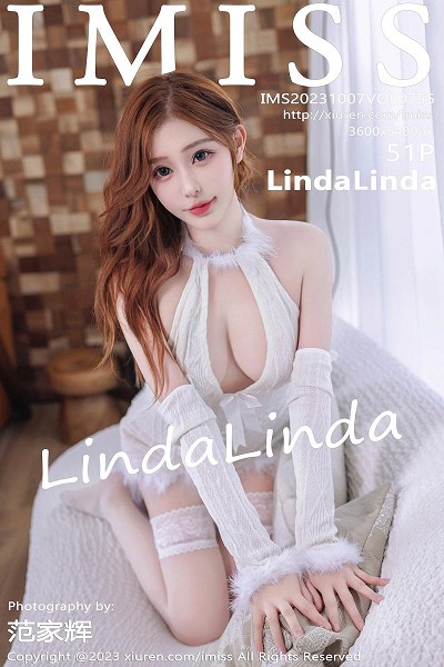 [IMISS爱蜜社]Vol.755_模特LindaLinda白色开胸连衣短裙配白丝袜秀完美身材诱惑写真51P
