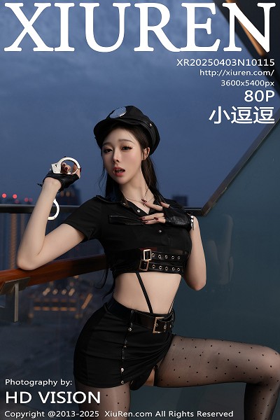 [XiuRen秀人网]No.10115_模特小逗逗性感黑色制服露黑色情趣内衣配超薄黑丝极致魅惑写真80P