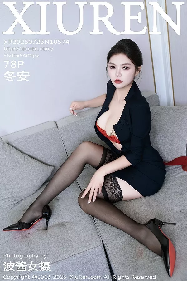 [XiuRen秀人网]No.10574_模特冬安性感OL服饰露红色蕾丝内衣配黑丝袜秀丰满身材诱惑写真78P