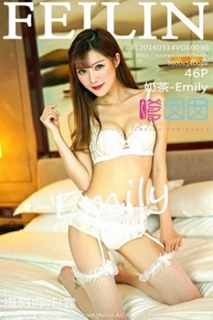 [FeiLin嗲囡囡]Vol.030_嫩模奶茶-Emily性感白色内衣白色蕾丝袜迷人写真46P