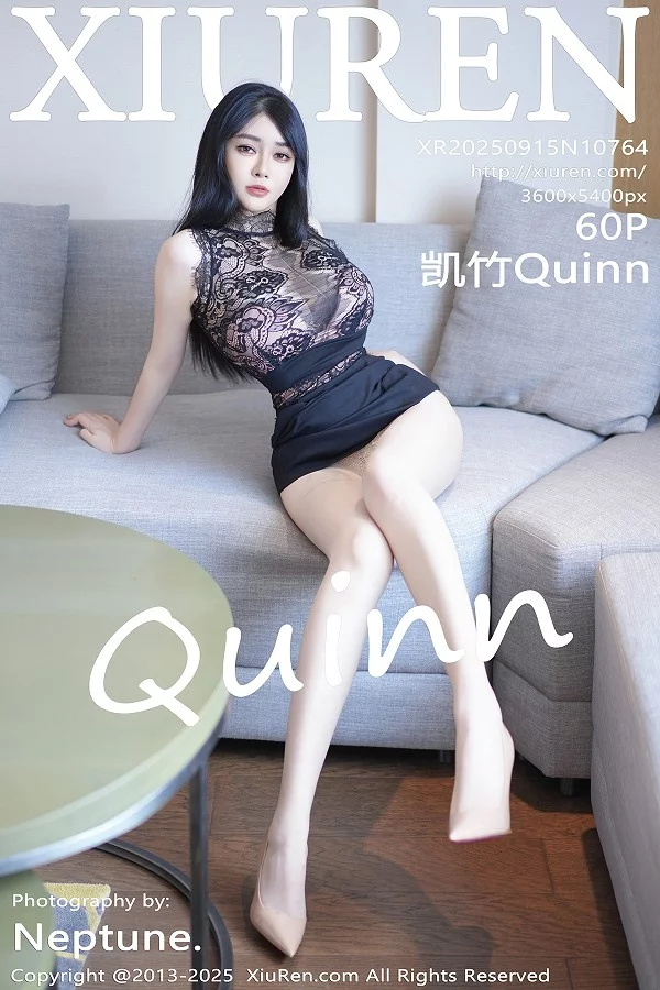 [XiuRen秀人网]No.10764_模特凯竹Quinn性感黑色蕾丝服饰配超薄肉丝秀丰腴身材诱惑写真60P
